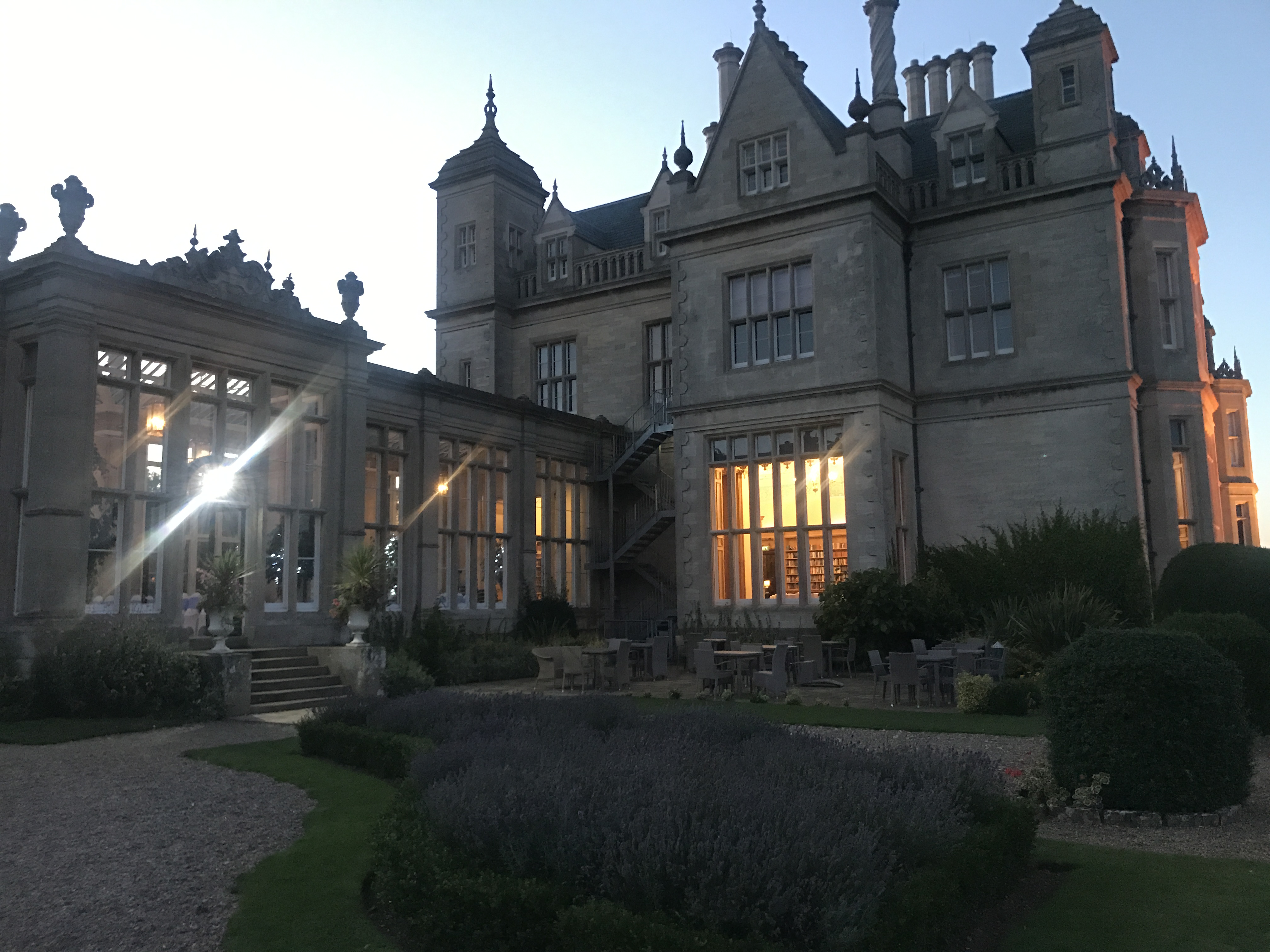 Stoke Rochford Hall in the evening