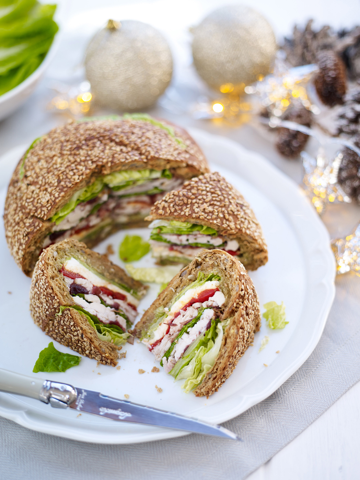 Turkey and Mozzarella Christmas Sandwich Loaf