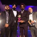 British Asian star Raxstar, CEO of BritAsia TV, Tony Shergill and Sponser 8 Outdoor Media present the award for