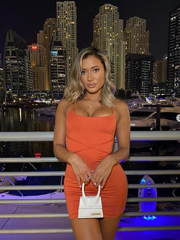 A picture of Kaz posted earlier on said evening on Instagram showed her posing up a storm in the same orange dress, she added the caption: 'So clean when I pull up to the scene'