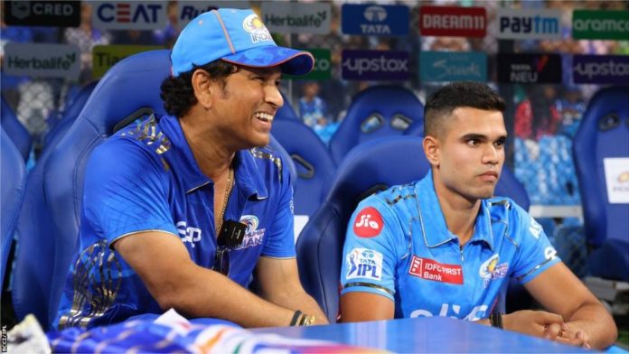 Arjun Tendulkar (right) has followed father Sachin's footsteps in playing for Mumbai Indians in the IPL