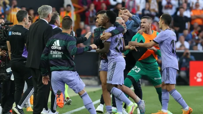 Vinicius was sent off in the game after an altercation with Valencia players.