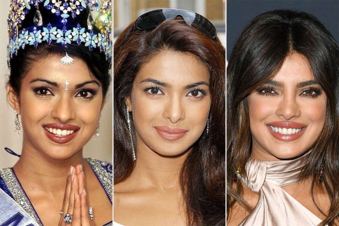riyanka Chopra Jonas at the Miss World competition in December 2000, at a London press conference in August 2004 and the Pre-Grammy Gala in January 2020.