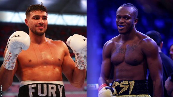 Tommy Fury, left, is unbeaten in nine professional fights, but his contest with KSI will not be sanctioned by the BBBoC