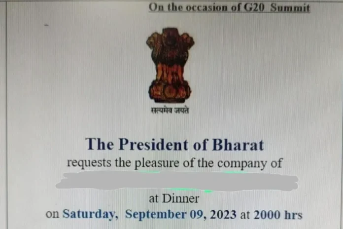 Modi’s government has replaced the name India with a Sanskrit word in dinner invitations sent to guests attending this week’s Group of 20 (G20) summit, triggering speculation that the name of the country will be officially changed.